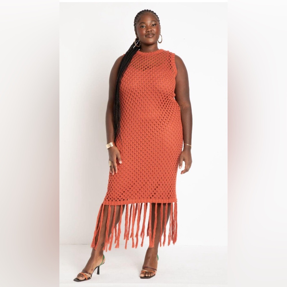 NWT Eloquii crocheted dress with fringe. 18/20